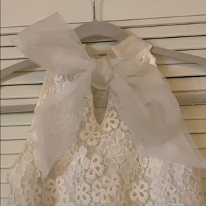 Big bow white lace wedding shower dress